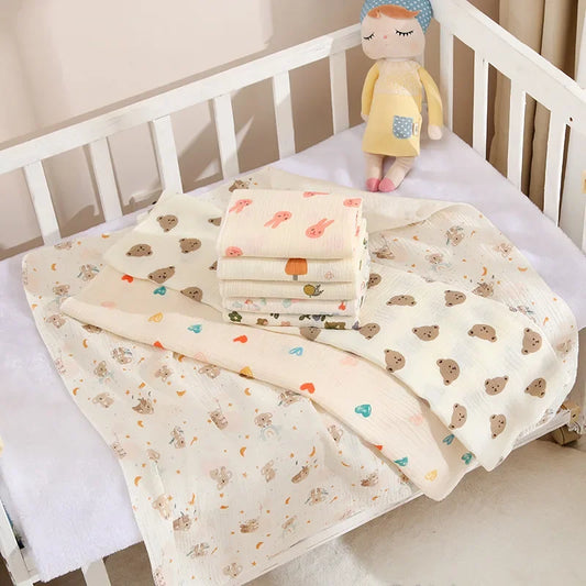 Double Layer Muslin Baby Swaddle Blanket, Soft, Cotton, Stroller Cover, Bedding 80*80cm