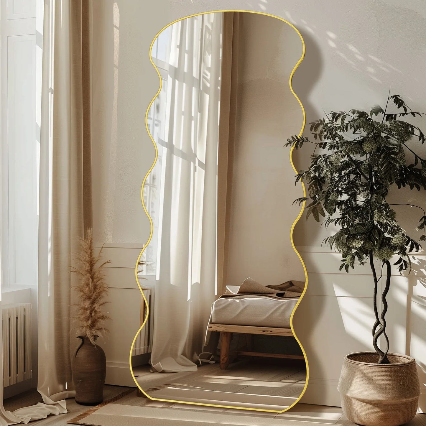 Full Length Mirror, 71"x32" Wavy Stand for Bedroom, Living Room Cloakroom