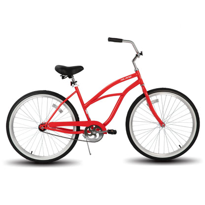 26 Inch Unisex Beach Cruiser Bike, Single Speed, Rear Coaster Brake, Comfortable Seat, Dual Springs