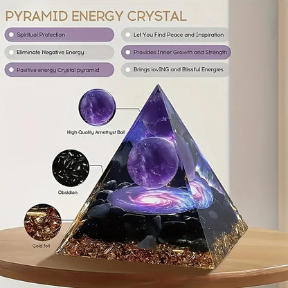 Relieve Stress, Attract Wealth, Our Homeopathic Amethyst Crystal Ball Pyramid, Raw Stone