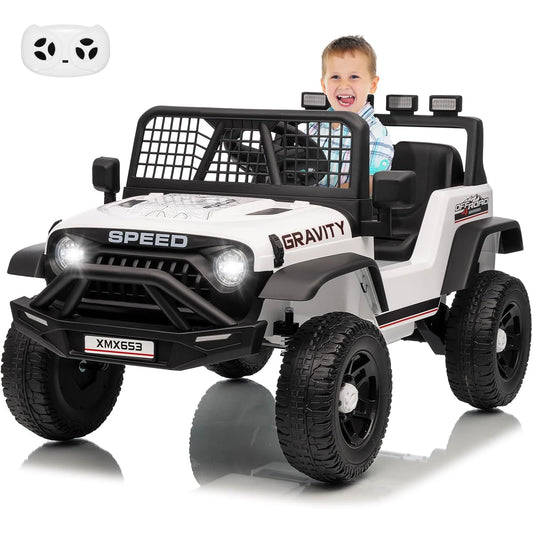 12V Ride on Car, Kids Electric Vehicles with Remote Control Riding Toy with Safety Belt, 3 Speeds, LED Lightfor Children 3-6Y