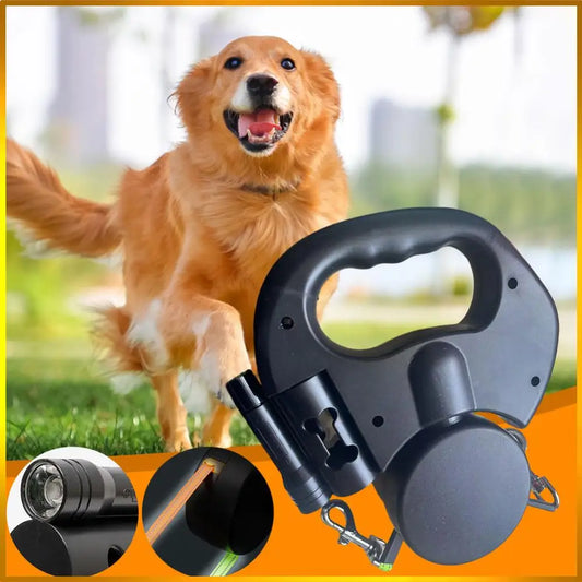 Double Headed Dog Leash Traction Rope, 360 Degree Swivel, Retractable for Small/Medium Dogs