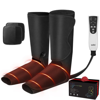 Air Compression, Leg/Foot/Calf Massager, Heat Circulation, 3 Modes, 3 Intensities