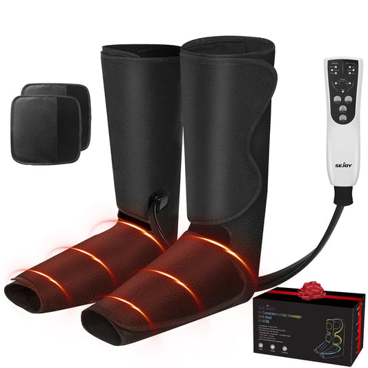 Air Compression, Leg/Foot/Calf Massager, Heat Circulation, 3 Modes, 3 Intensities