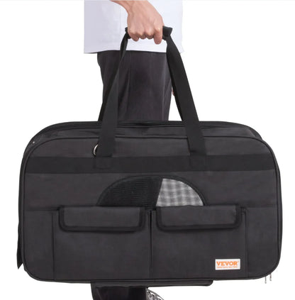 VEVOR Rolling Pet Carrier Telescopic Handle Shoulder Strap for Pets 35 lbs