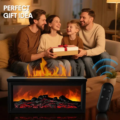 Premium Essential Oil Diffuser with Realistic Fireplace Flame Effect, USB-C Charging, 9.47oz Capacity, 7 Color LED Lights