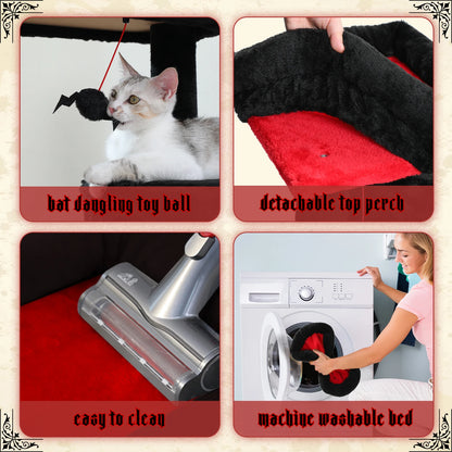 Cat Tree Suitable for 2-3 Cats with Large Hammock, Sisal Scratch Posts, Cozy Condo and Top Perch