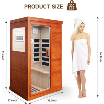 Compact Infrared Sauna Room, Low EMF Heating Panel, Ambient LED Lights, Built-in Speakers