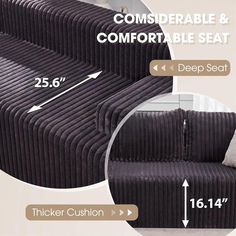 96“ Modular Sectional Couch L-Shape 3 Seat Sofa Memory Foam Sectional