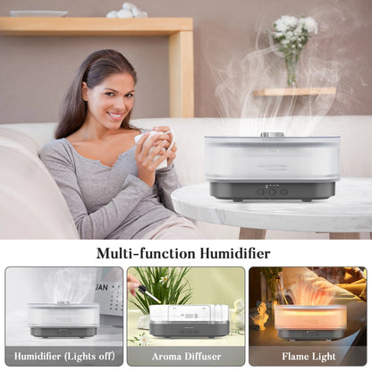 Air Humidifier, Small Size, Ultrasonic Cool Mist Maker, Aroma Diffuser Led Essential Oil Flame Lamp