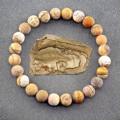 Handmade Real Natural African Stone Beads, Yoga Mala Jewelry, Green Moss Agates Beaded Bracelet