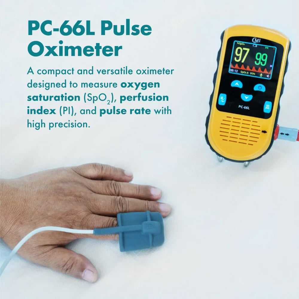 Rechargeable Pulse Oximeter - Adult Finger Sensor for Continuous Monitoring & Spot-Checking