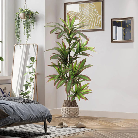 Artificial Dracaena Plant Indoor, Fake Tree In Pot, Adjustable Branches And Leaves