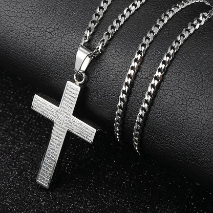 Cross Pendant Necklace For Men/Women, Gold/Black/Silver Color, Cuban Chain