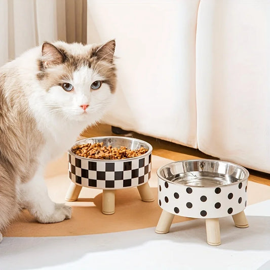 Elevated Stainless Steel Cat Bowl, Anti Slip