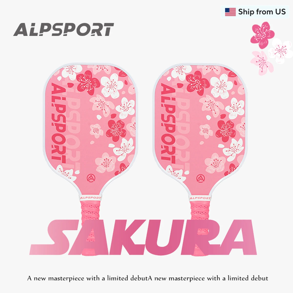 ALPSPORT Sakura USAPA Pickleball Paddle Women's T700 With 2 Free Balls Carbon Fiber Beginner-Friendly