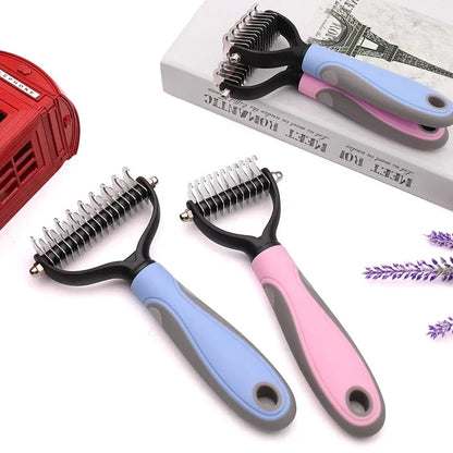 Pets Fur Knot Cutter Dog Grooming Shedding Tools Pet Hair Removal Comb Brush Double sided