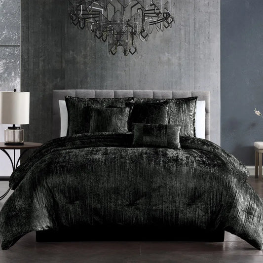 Turin 7 Piece Comforter Set Black King