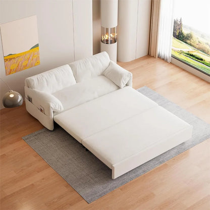 63.8" Futon Sofa Bed Queen Size, Pull Out Bed, 3-in-1 Convertible Sleeper Sofa with Side Pocket