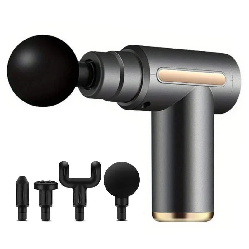 Mini Fascia Massage Gun Electric Massager Body Relaxation Belt 4 Replaceable Heads Fitness Equipment