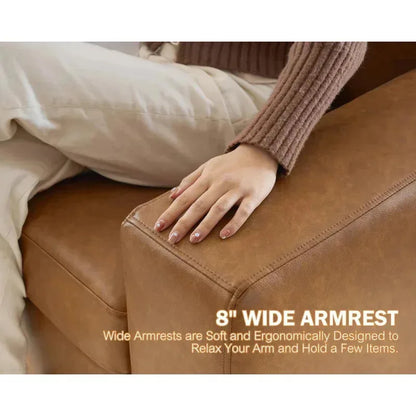 Oversized Faxu Leather Upholstered Sofa Deep Seats