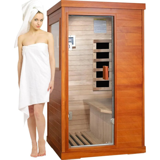 Compact Infrared Sauna Room, Low EMF Heating Panel, Ambient LED Lights, Built-in Speakers