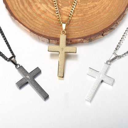 Cross Pendant Necklace For Men/Women, Gold/Black/Silver Color, Cuban Chain
