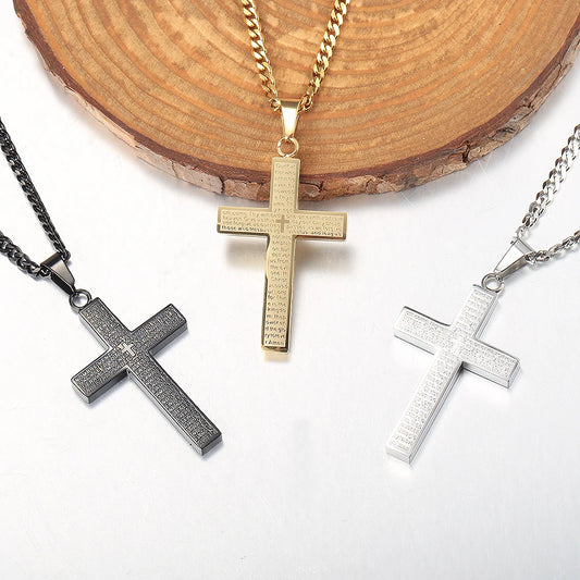 Cross Pendant Necklace For Men/Women, Gold/Black/Silver Color, Cuban Chain