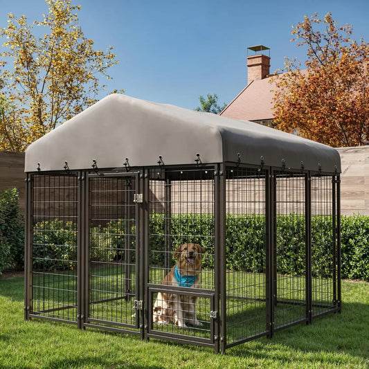 Heavy-Duty Outdoor Pet Kennel with Roof