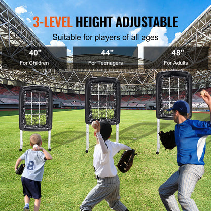 Baseball/Softball Training Net, Hitting/Pitching Practice, Height Adjustable