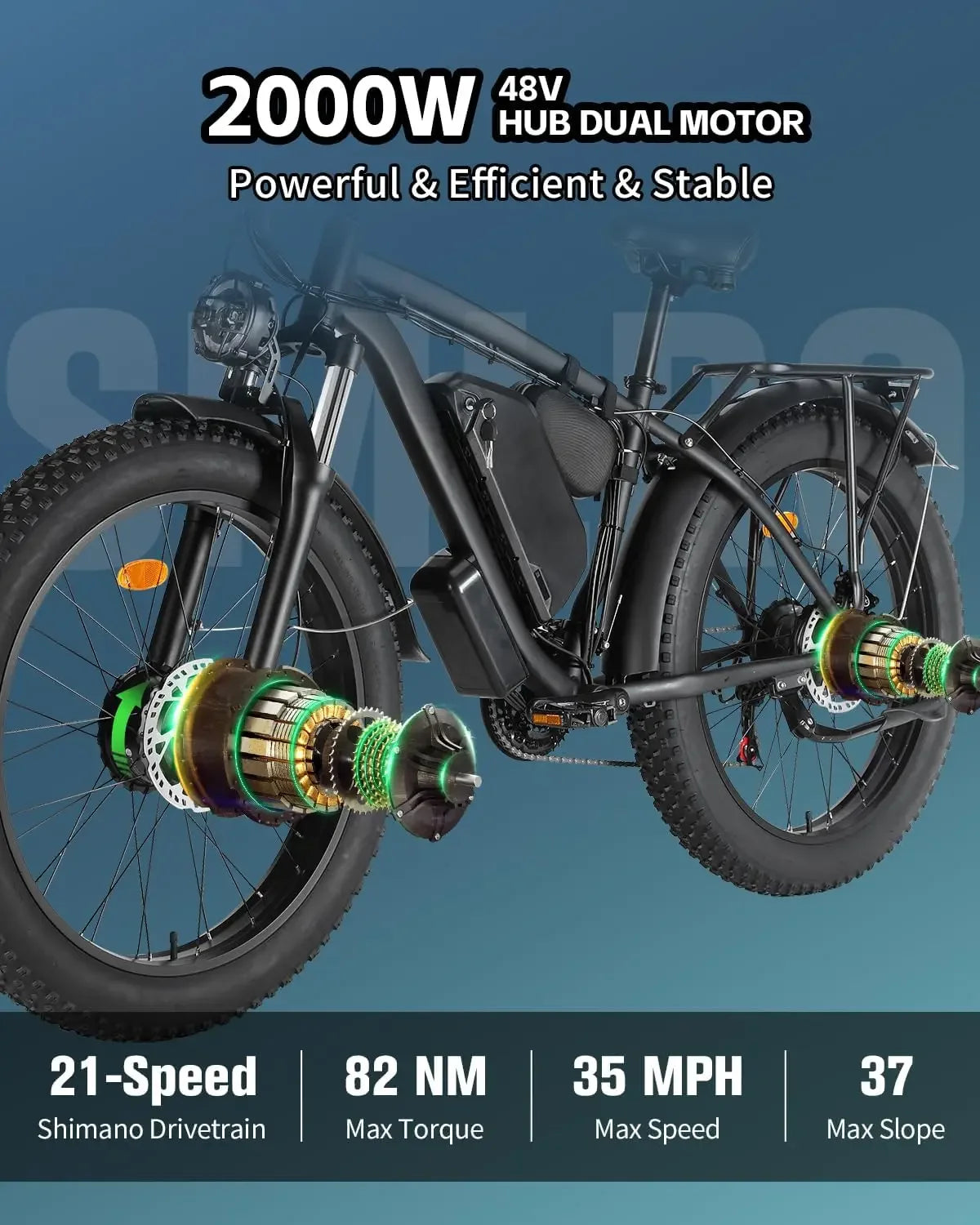 Electric Bicycle B1 2000W Dual Motor 48v 22.4ah Battery Adult 26 Inch Tire All terrain Hydraulic Brake