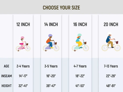 Girl's Bike for Ages 2-12, 12" 14" 16" 20", Training Wheels, Basket & Kickstand, Retro Style