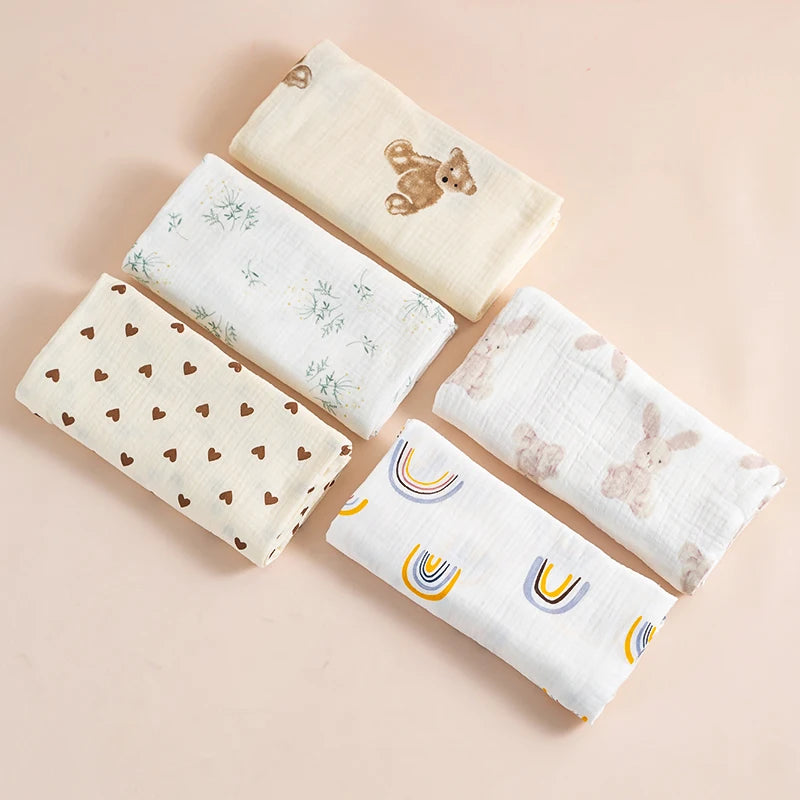 Baby Blanket, Muslin Swaddle, 2-Layer, Cotton, Receive Blankets, Bath Towel