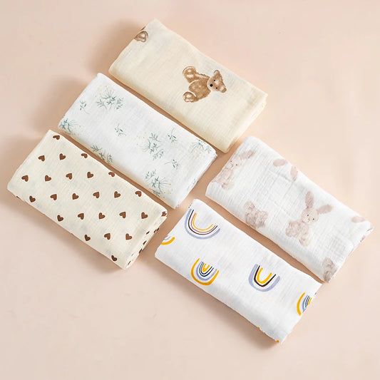 Baby Blanket, Muslin Swaddle, 2-Layer, Cotton, Receive Blankets, Bath Towel