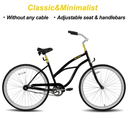 26 Inch Unisex Beach Cruiser Bike, Single Speed, Rear Coaster Brake, Comfortable Seat, Dual Springs