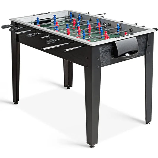 Goplus 48'' Foosball Table, Wooden Soccer Games w/ 2 Footballs, Score Keepers