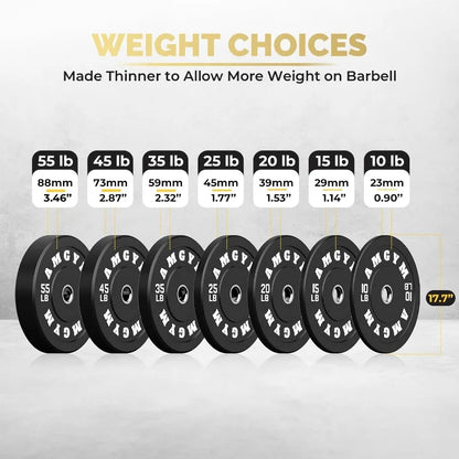 Free Weights, Steel Bumper Plates, Rubber Coated, 2 Inch Barbell Sets, Strength Training & Weight Lifting