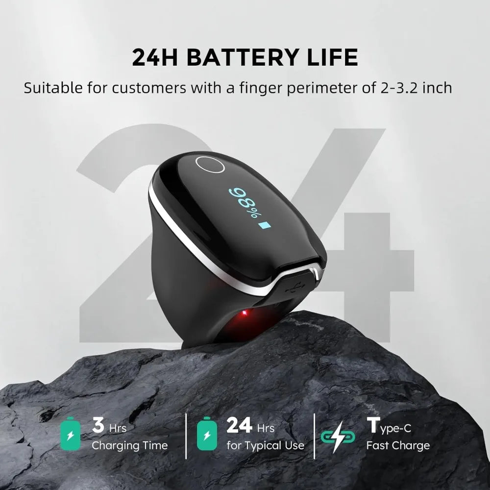 Oxygen Monitor Ring with Vibration Reminder, Bluetooth Pulse Oximeter Tracks SPO2 and Pulse Rate