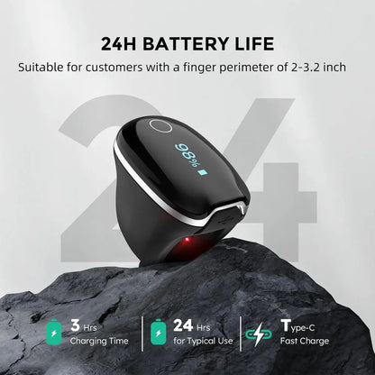 Oxygen Monitor Ring with Vibration Reminder, Bluetooth Pulse Oximeter Tracks SPO2 and Pulse Rate