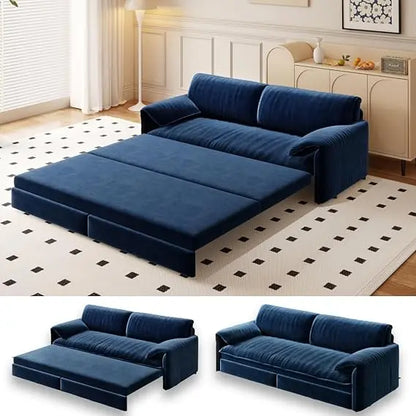 63.8" Futon Sofa Bed Queen Size, Pull Out Bed, 3-in-1 Convertible Sleeper Sofa with Side Pocket