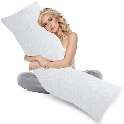 Memory Foam Body Pillow, Fluffy, Large, Long For Sleeping - 20x54 inch, White
