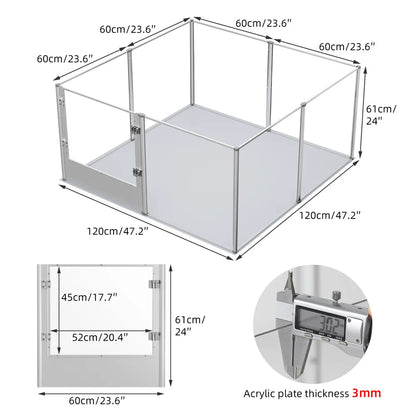 Extra Large Pet Playpen, Acrylic Enclosure, Whelping Box, Waterproof Fertility Pad