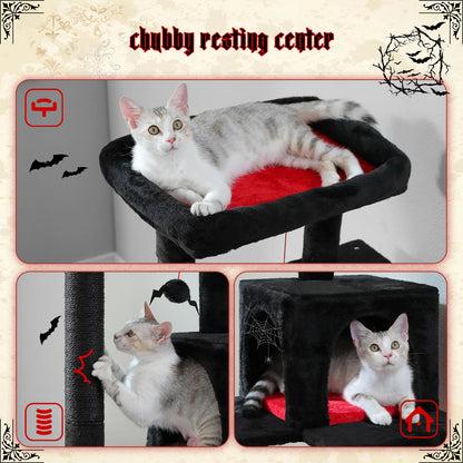 Cat Tree Suitable for 2-3 Cats with Large Hammock, Sisal Scratch Posts, Cozy Condo and Top Perch