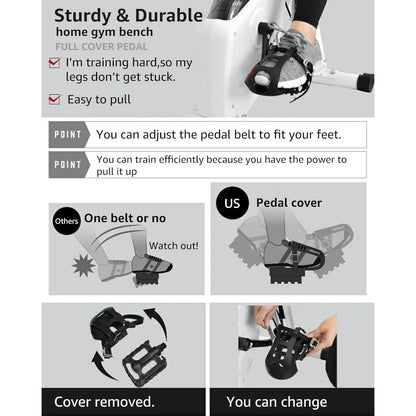 Foldable Stationary Bike, 16-Level Magnetic Resistance, Tri-Position Ride