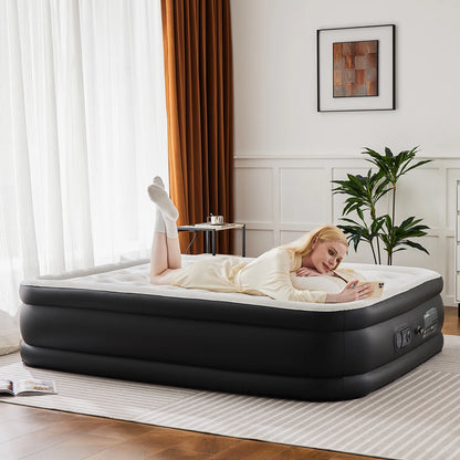 Queen/Twin Size Air Mattress, Blow-Up, Double Height, Non-Slip Bottom, Home or Camping