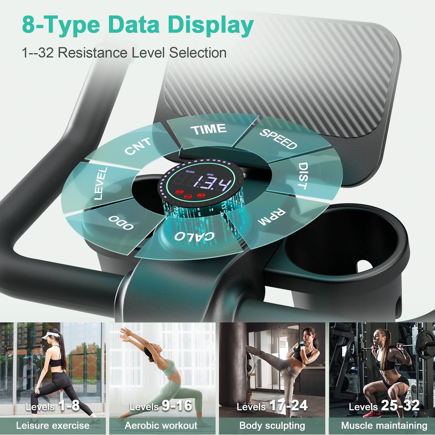 Superun Exercise Bike, 32-Level Magnetic Resistance Stationary Bikes for Home, Low Noise Workout