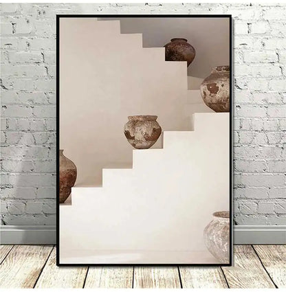 Bohemian Classic Vase Still Life Wall Art, Canvas Painting, Modern Living Room Decor