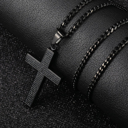 Cross Pendant Necklace For Men/Women, Gold/Black/Silver Color, Cuban Chain