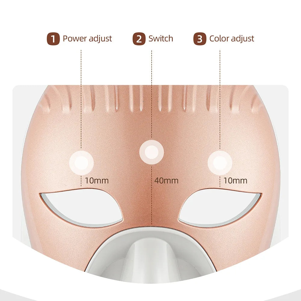 Skin Facial Beauty SPA Mask, Wireless 7 Colors LED, Face/Neck Rejuvenation, Repair, Wrinkle Remover