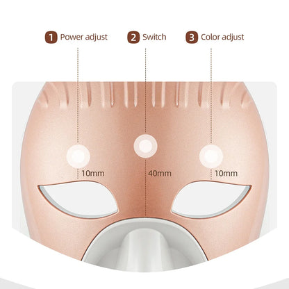 Skin Facial Beauty SPA Mask, Wireless 7 Colors LED, Face/Neck Rejuvenation, Repair, Wrinkle Remover